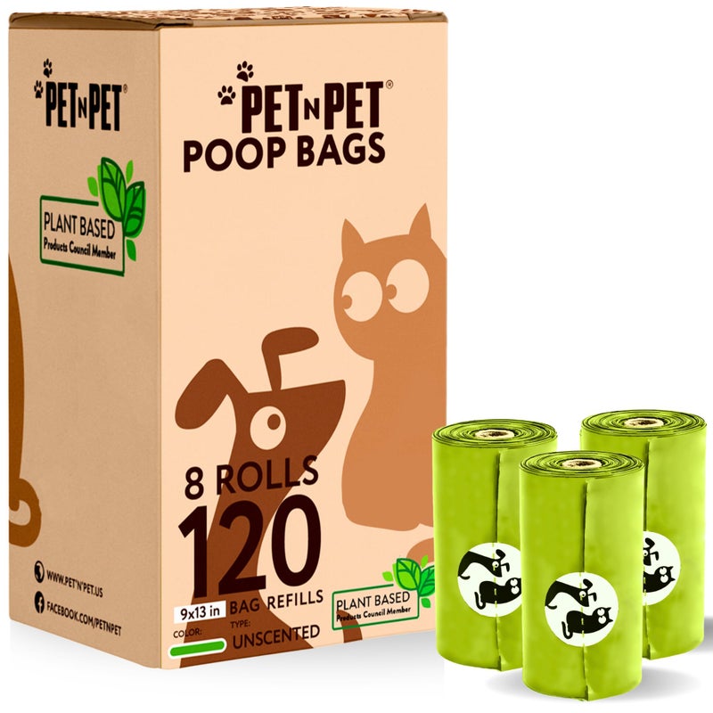Pet N Pet Poop Bags For Dogs, 120 Counts Plant Based Dog Poop Bags Rolls, Thick Doggie Poo Bag, 100% Leak-proof, Easy to Use Pet Waste Bag - Image 1